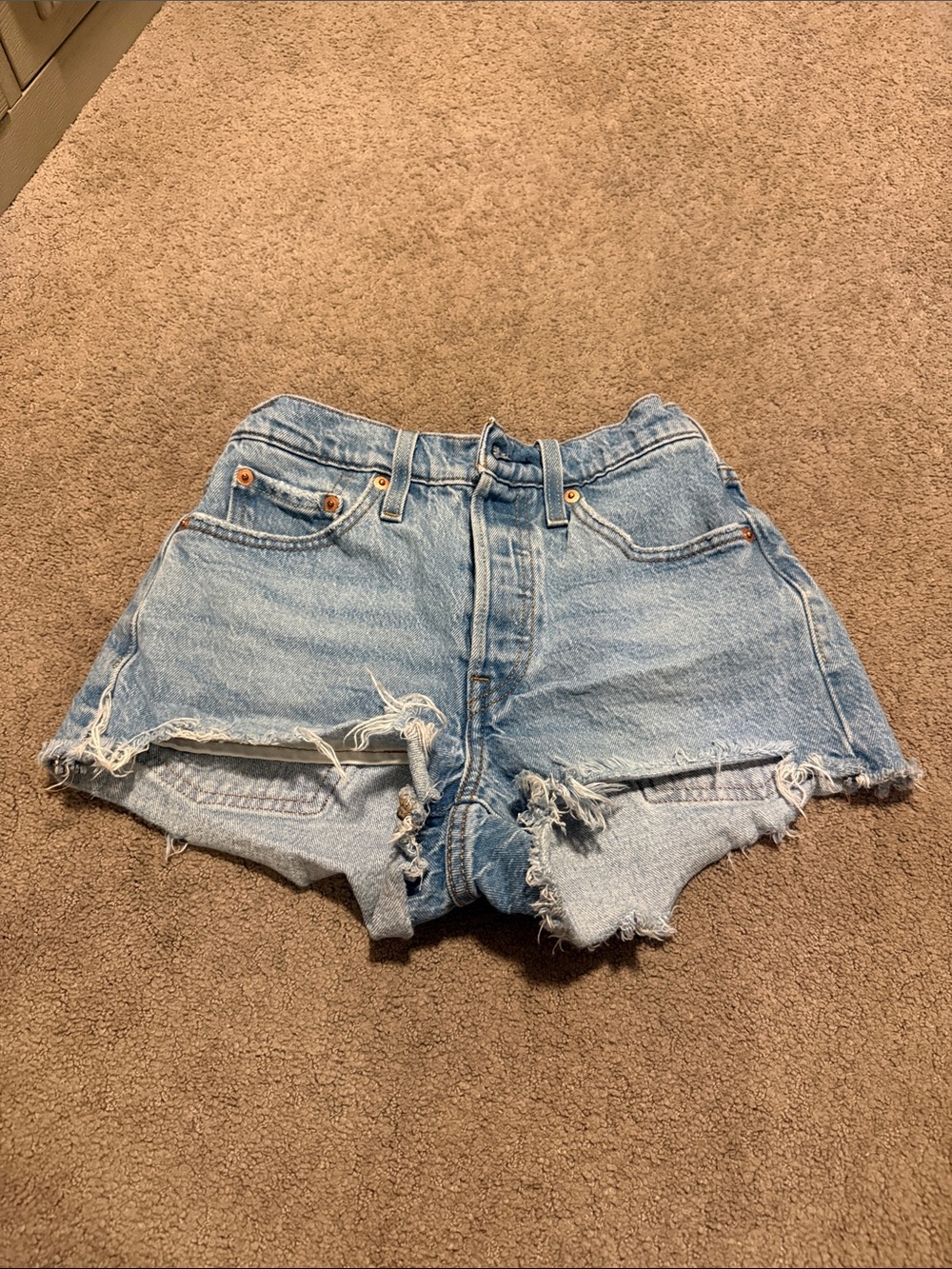 Levi's Light Blue Distressed Denim Cutoff Shorts